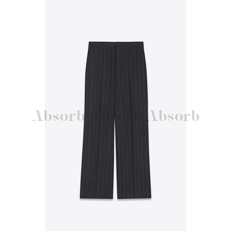 SAINT LAURENT ワイドレッグウールパンツ ブラック 大人気 Saint Laurent ウール ワイドレッグパンツ ブラック ☆ 新作