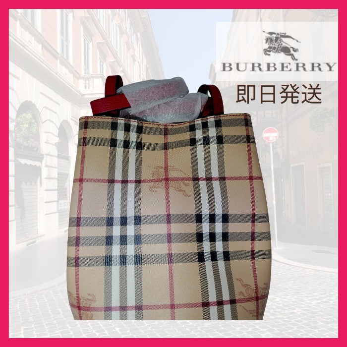 国内即発送  BURBERRYチェックバケットバッグ斜め掛け