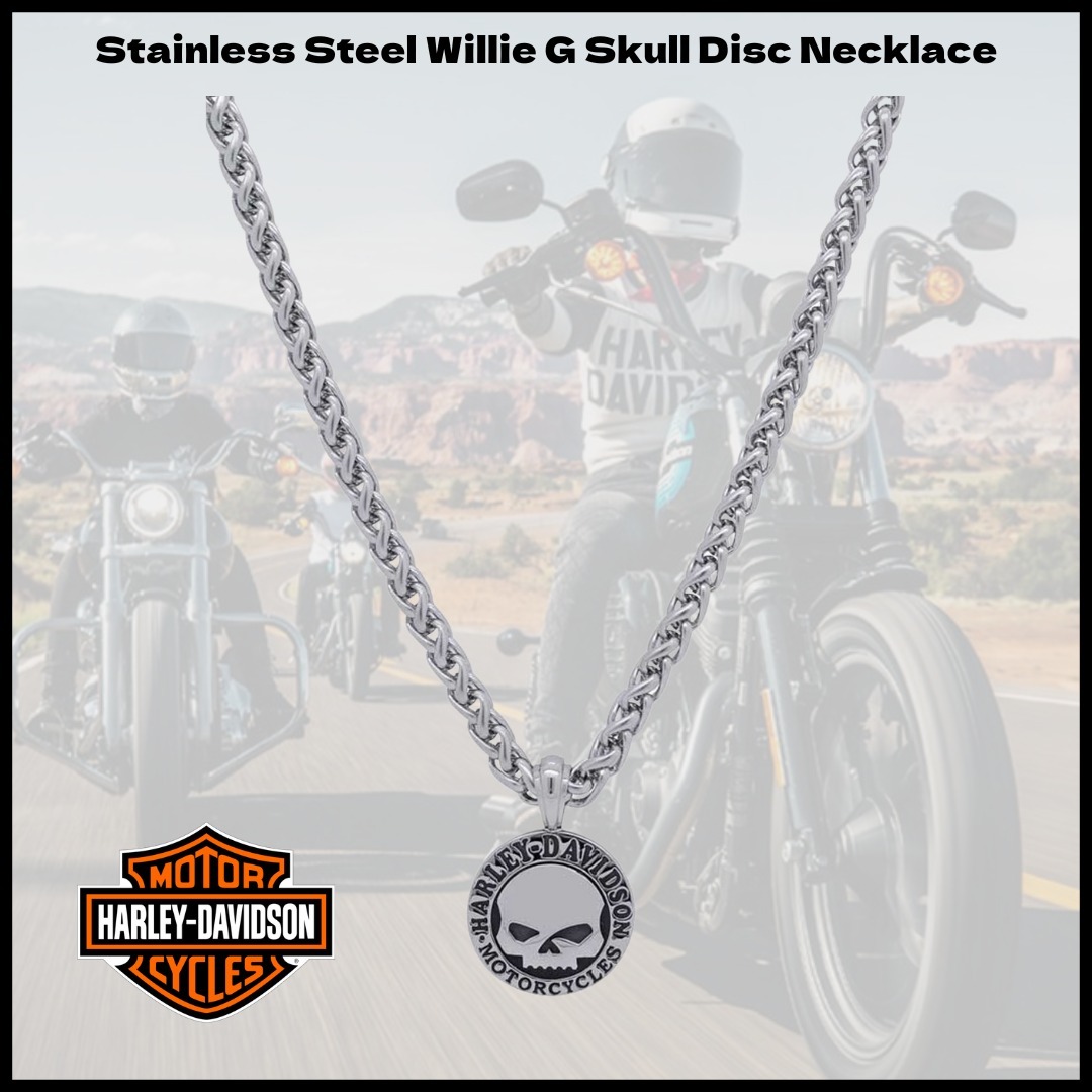 【Harley Davidson】Willie G Skull Disc Necklace