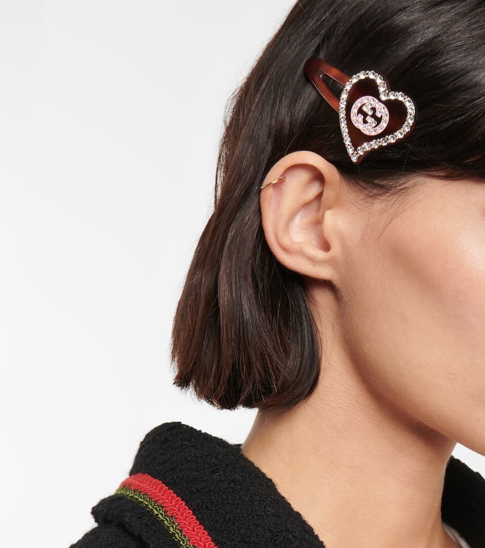 GUCCI グッチ インターロッキングG &ハート ヘアクリップ バレッタ