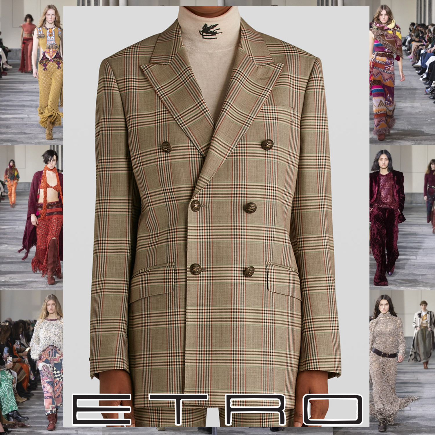 ETRO プリンス オブ ウェールズ ジャケット ベージュ