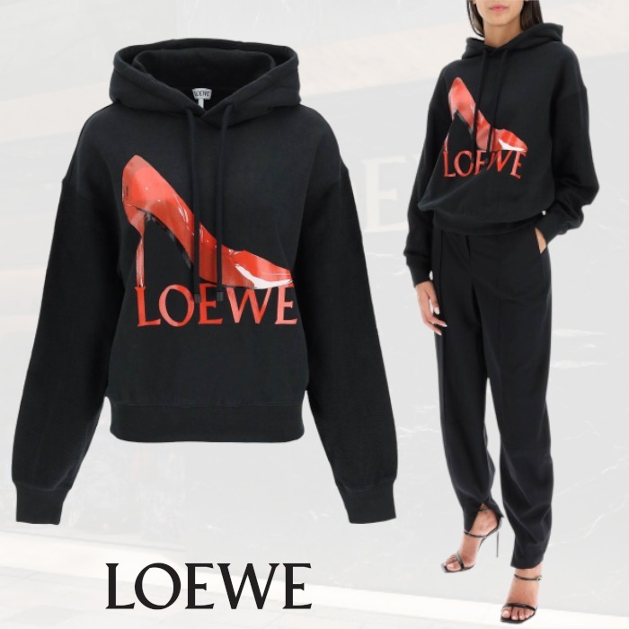 LOEWE ロゴ パンプス フード パーカー フーディー ブラック www