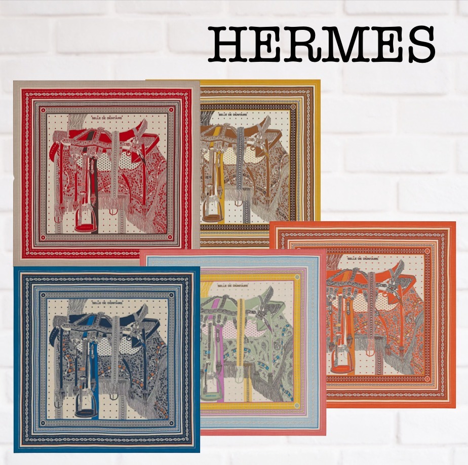 人気☆HERMES☆Selle de Dignitaire Bandana shawl 140 スカーフ