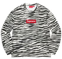 人気サイズL supreme 総柄ロゴ リンガーネック スウェット