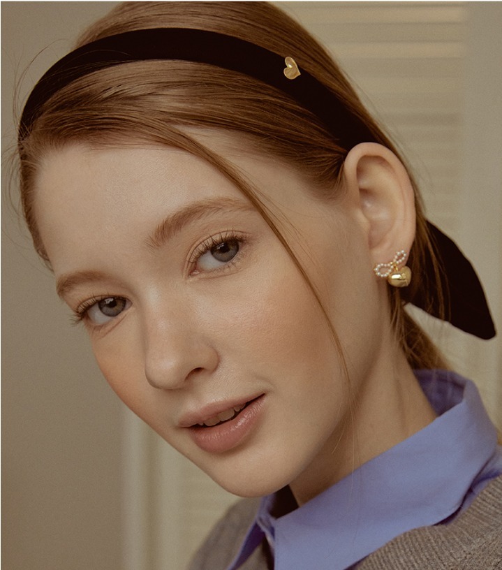 【TATIANA】Onyx Pearl Heart Earring★ピアス★送料無料 TATIANA☆Pearl Ribbon with Heart Earring (TATIANA/ピアス