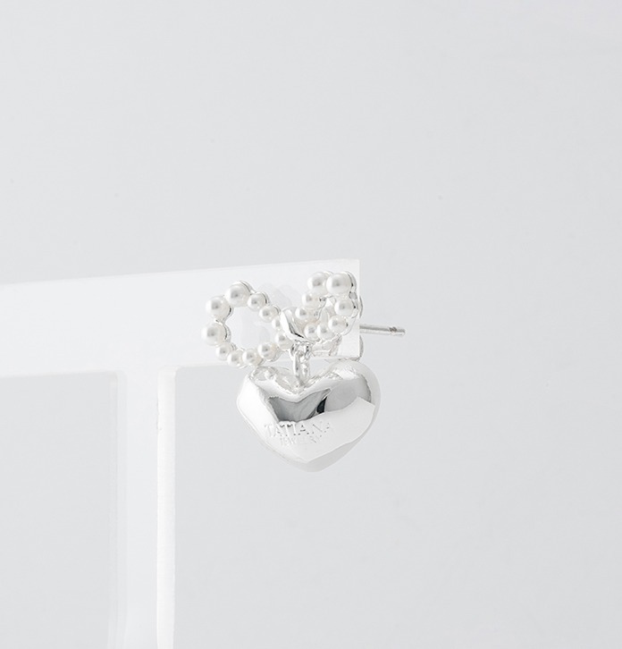 TATIANA☆Pearl Ribbon with Heart Earring (TATIANA/ピアス