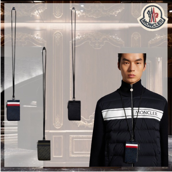 MONCLER★カードケース ロゴプリント入 レザー素材 エンボス加工