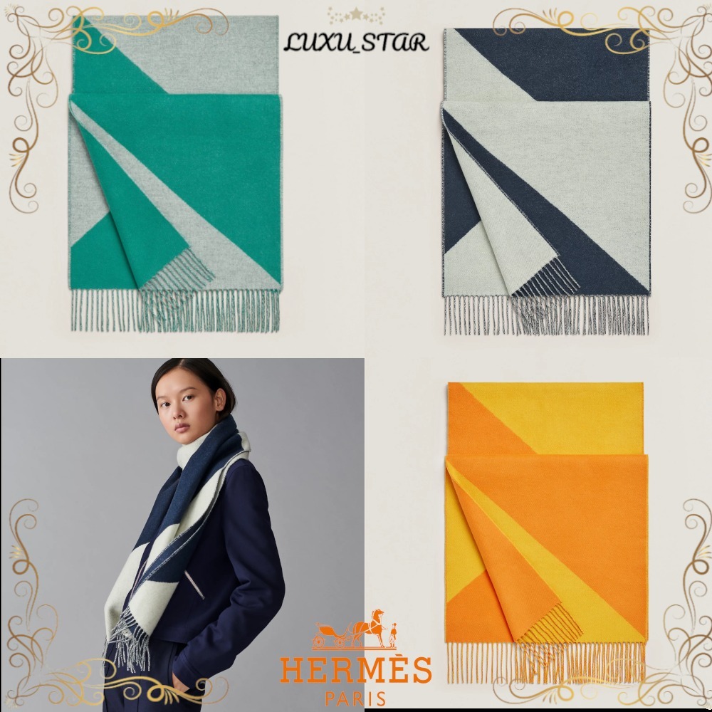 至極エレガント♪Hermes☆マフラー カシミヤ ECasaque en Biais www.en