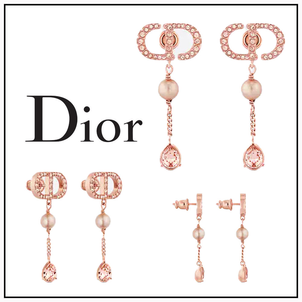 DIOR*ピンク メタル レジンパール クリスタル PETIT CD ピアス ...