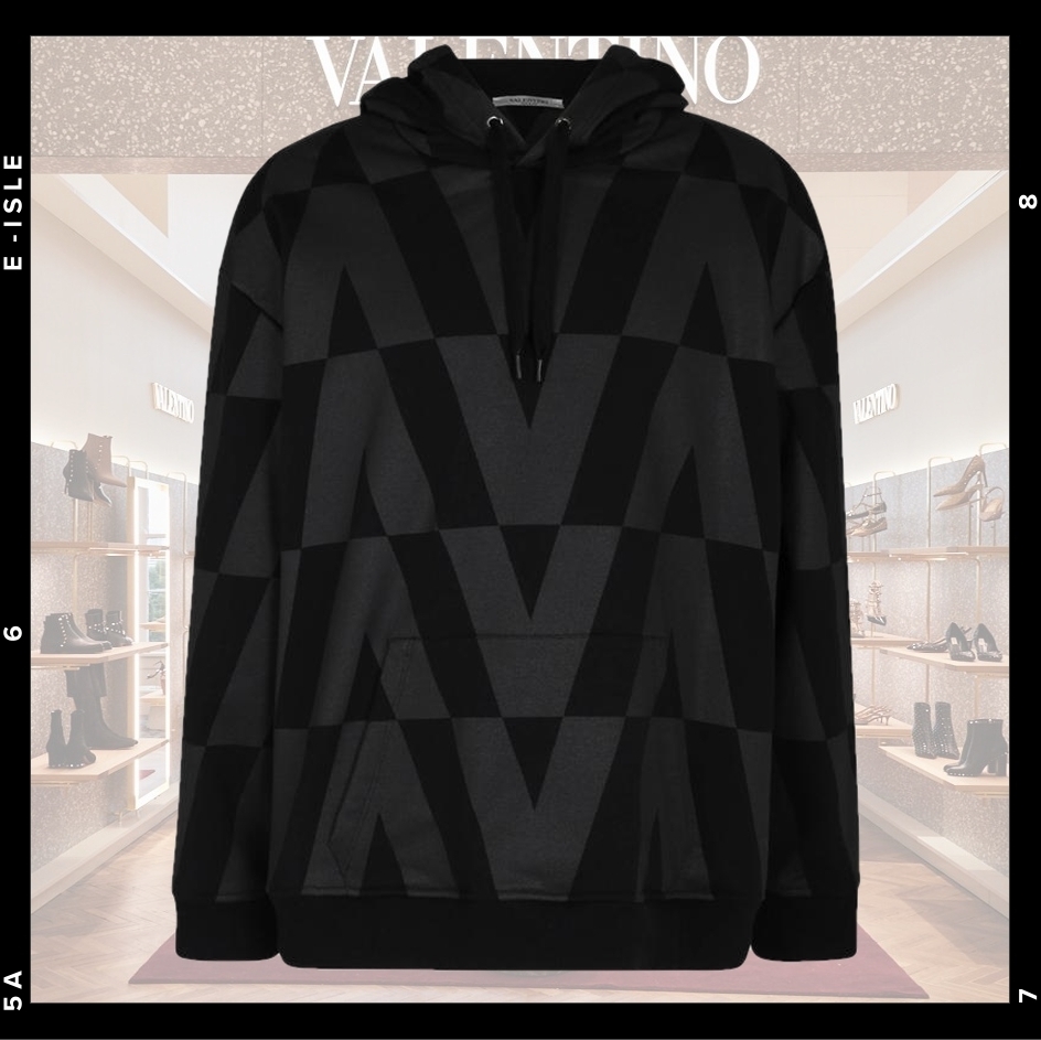 【VALENTINO】Macro Optical Valentino プリント パーカー