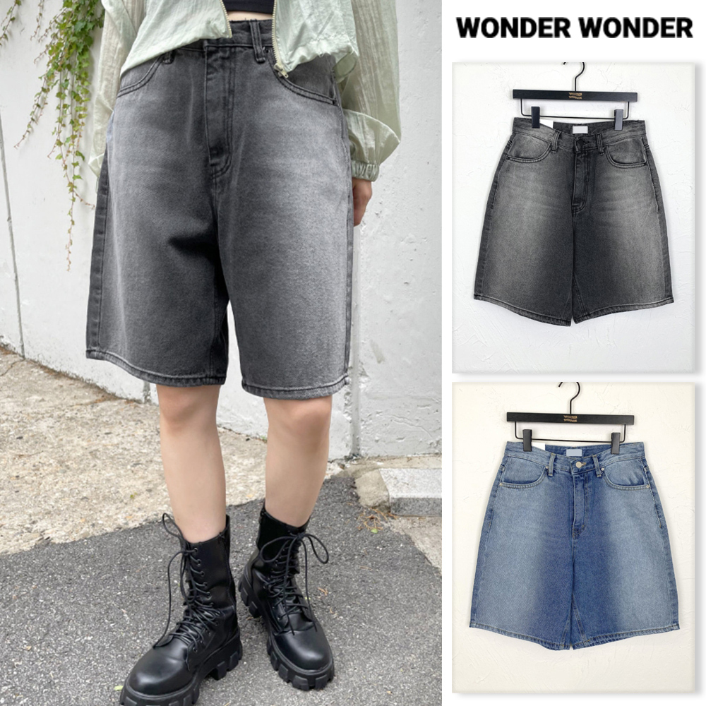 【WONDER WONDER】Shirin Point Brush Part 5 Short Denim Pants