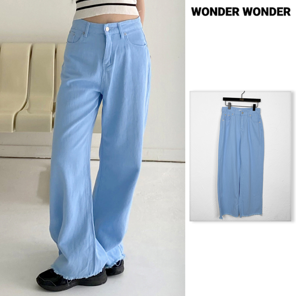 【WONDER WONDER】Sbin Blue Long Wide Cotton Pants