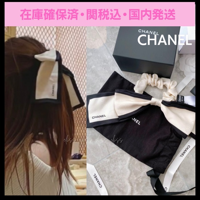 CHANEL【カメリアビックリボン】バイカラー シュシュ