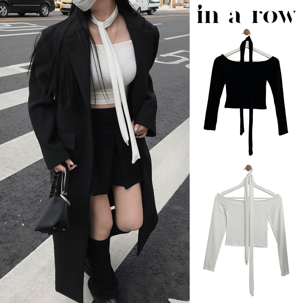【in a row】Off-Shoulder Muffler T-Shirt