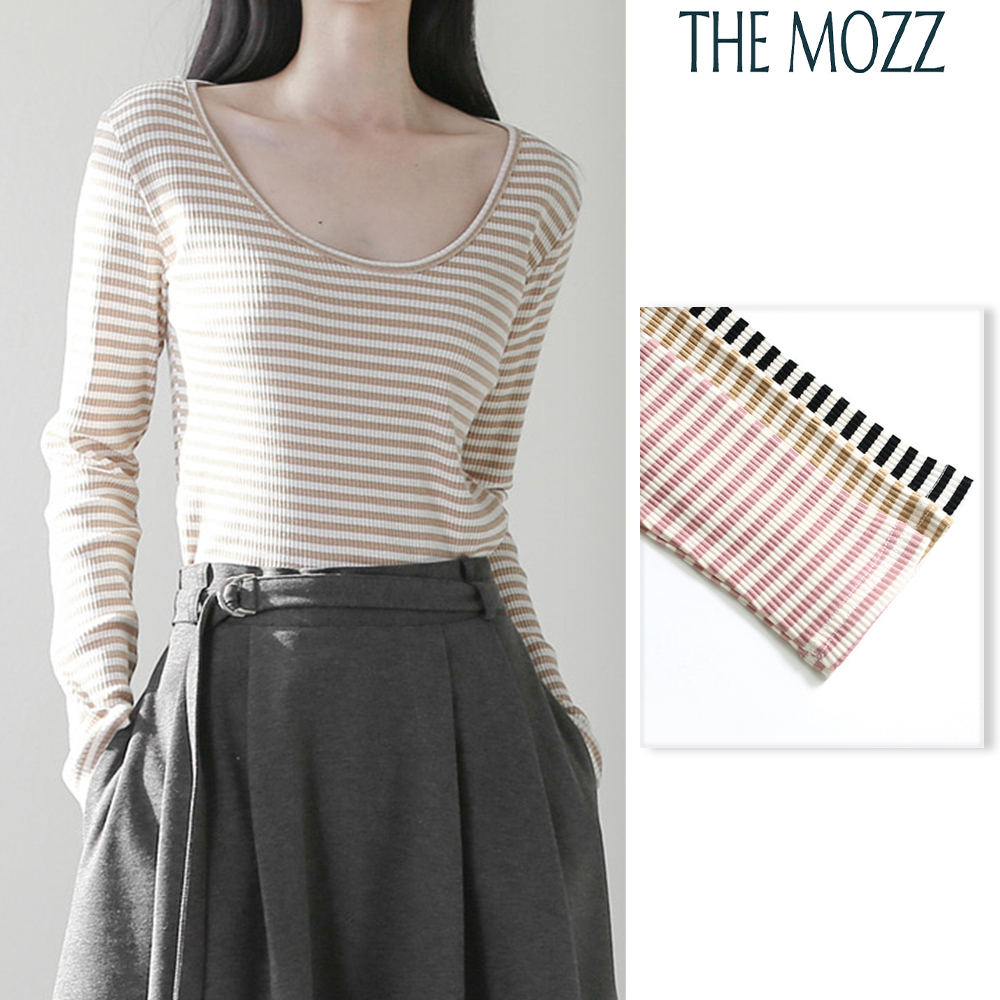 【THE MOZZ】Willy Unneck Striped T-Shirt