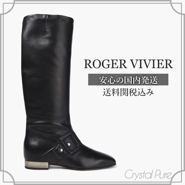 ROGER VIVIER♦バックル付き レザーロングブーツ 送関込