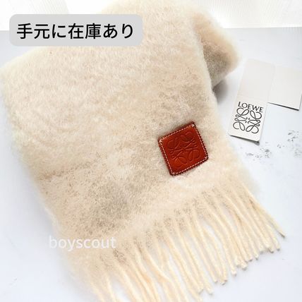 LOEWE Knit & Fur Wool Plain Logo Knit & Fur Scarves 2