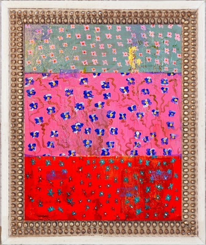Anthropologie 装飾額付き マット無 XSサイズ Blue Pink Tomato