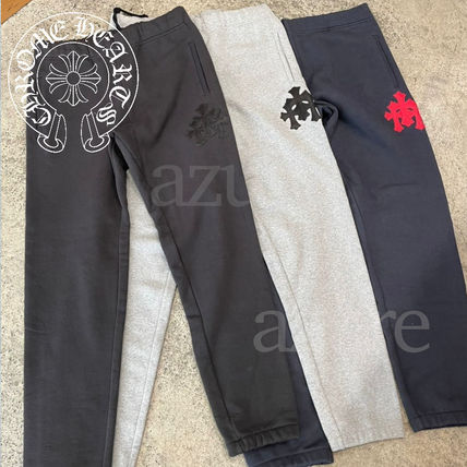 CHROME HEARTS Joggers & Sweatpants Unisex Street Style Plain Leather Cotton Logo