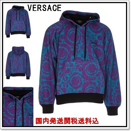 国内発 VERSACE バロッコシルエットコットン 長袖フーディー 国内発 VERSACE バロッコシルエットコットン 長袖フーディー