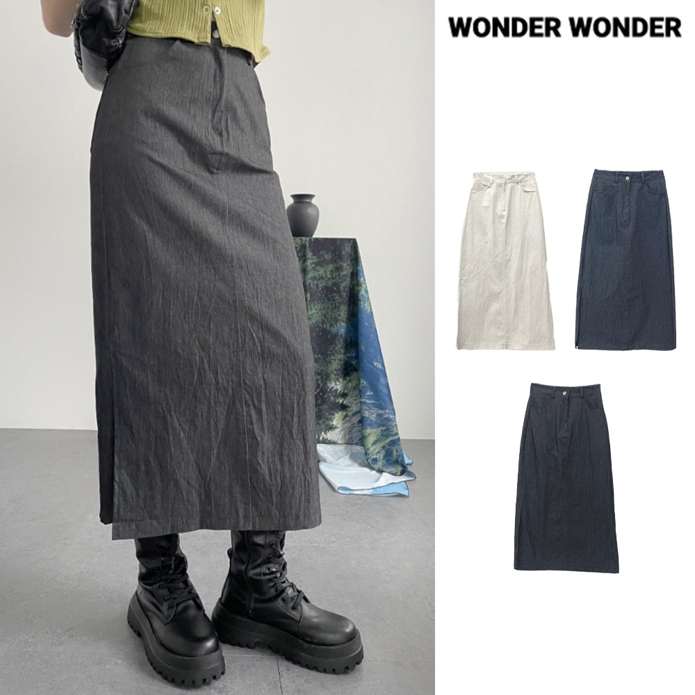 【WONDER WONDER】Erom side slit maxi long skirt