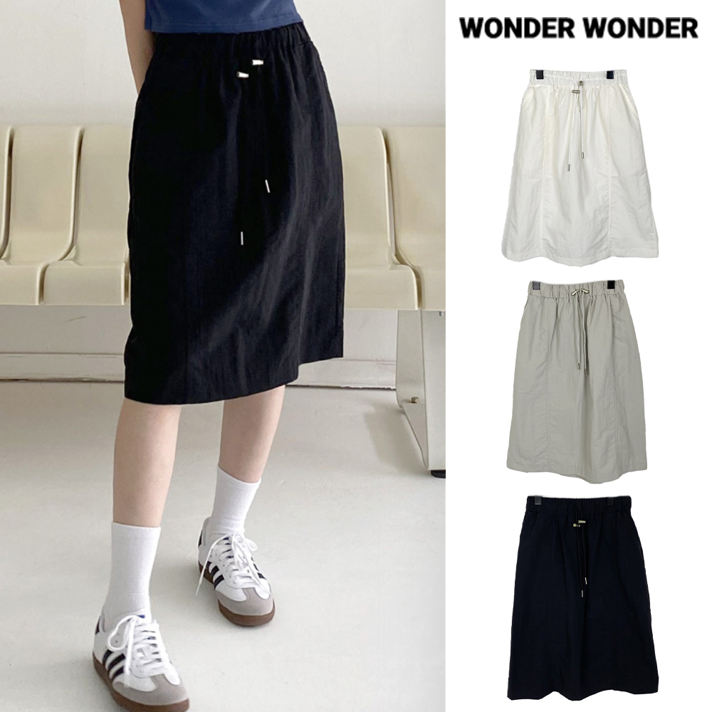 【WONDER WONDER】stick strap nylon midi skirt