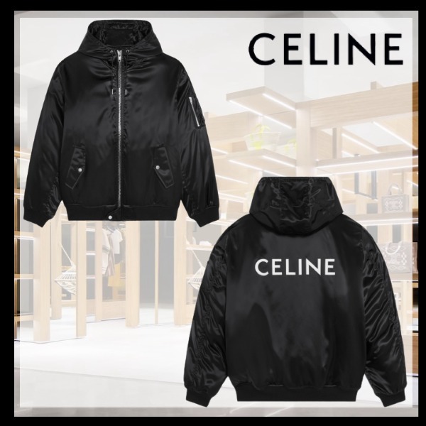 Celine★ボンバージャケット サテン仕上ナイロン リブ編みトリム Celine★ボンバージャケット サテン仕上ナイロン リブ編みトリム