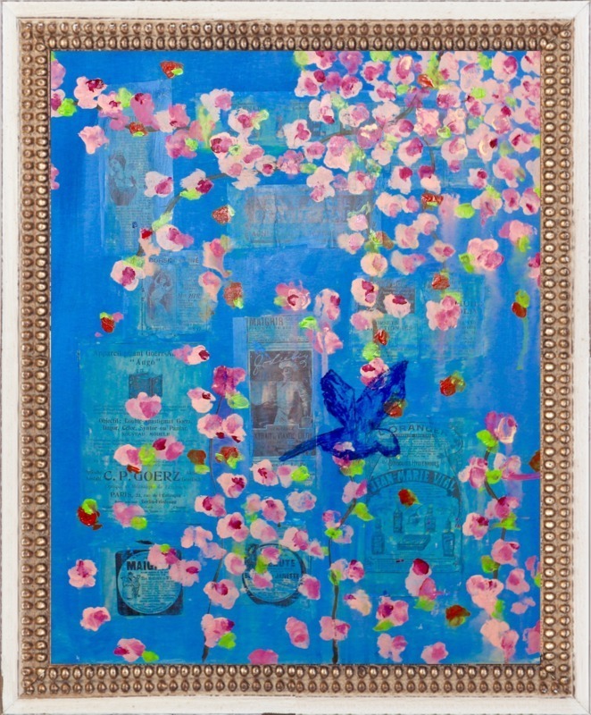 Anthropologie 装飾額付 マット無 Sサイズ Cornflower Bluebird