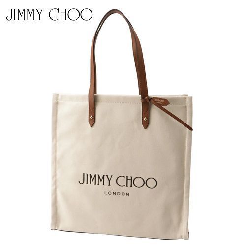 大人気 ☆JIMMY CHOO☆ LOGO TOTE トート NATURAL/DARK TAN♪