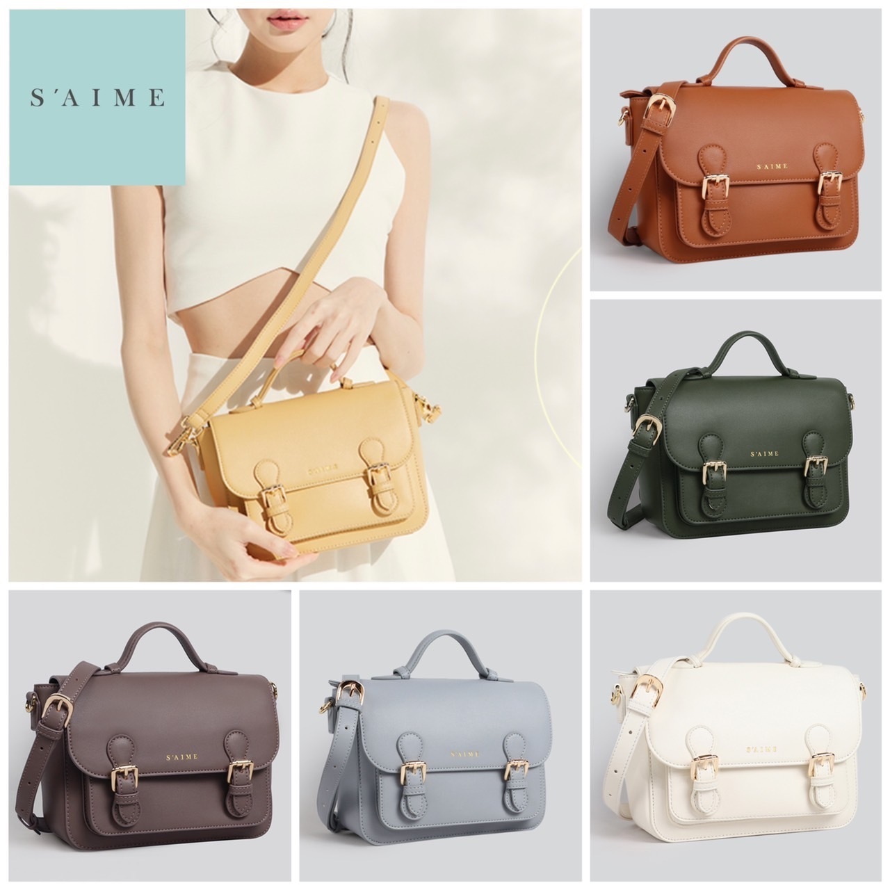 追跡有★S'AIME ダブルバックル ケンブリッジ ショルダーバッグ