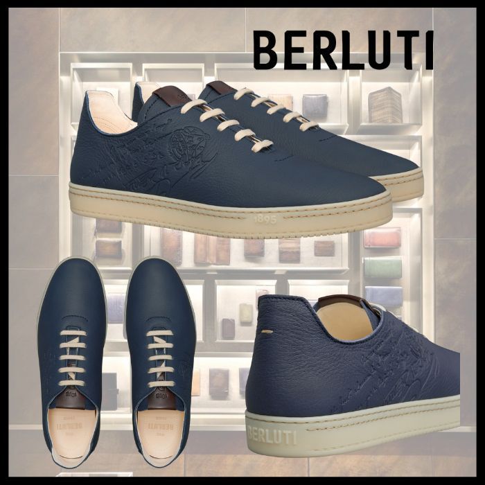 【BERLUTI】オックスフォード ネイビー ラバーソール スニーカー