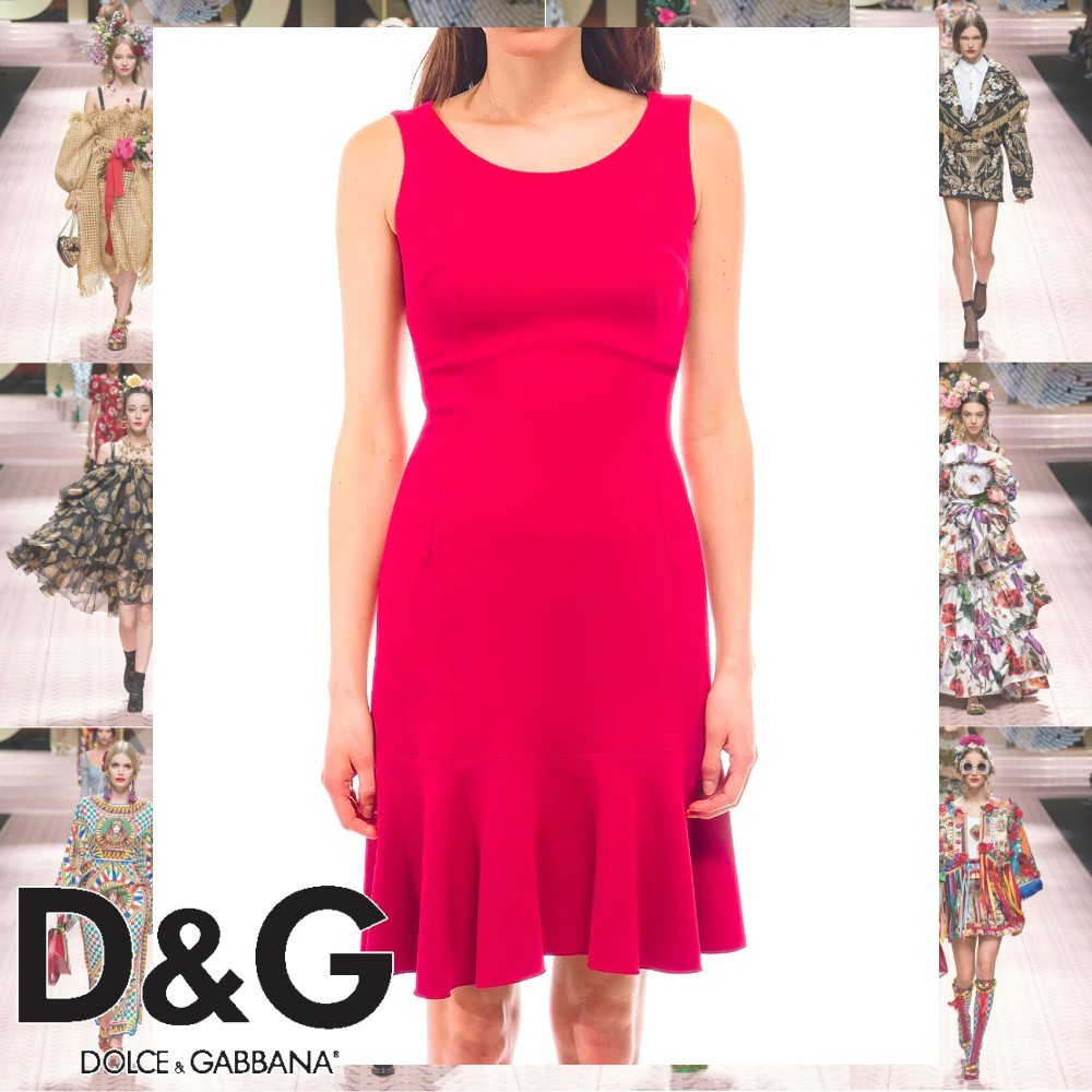 Dolce & Gabbana ノースリーブ ラッフル ドレス フューシャ