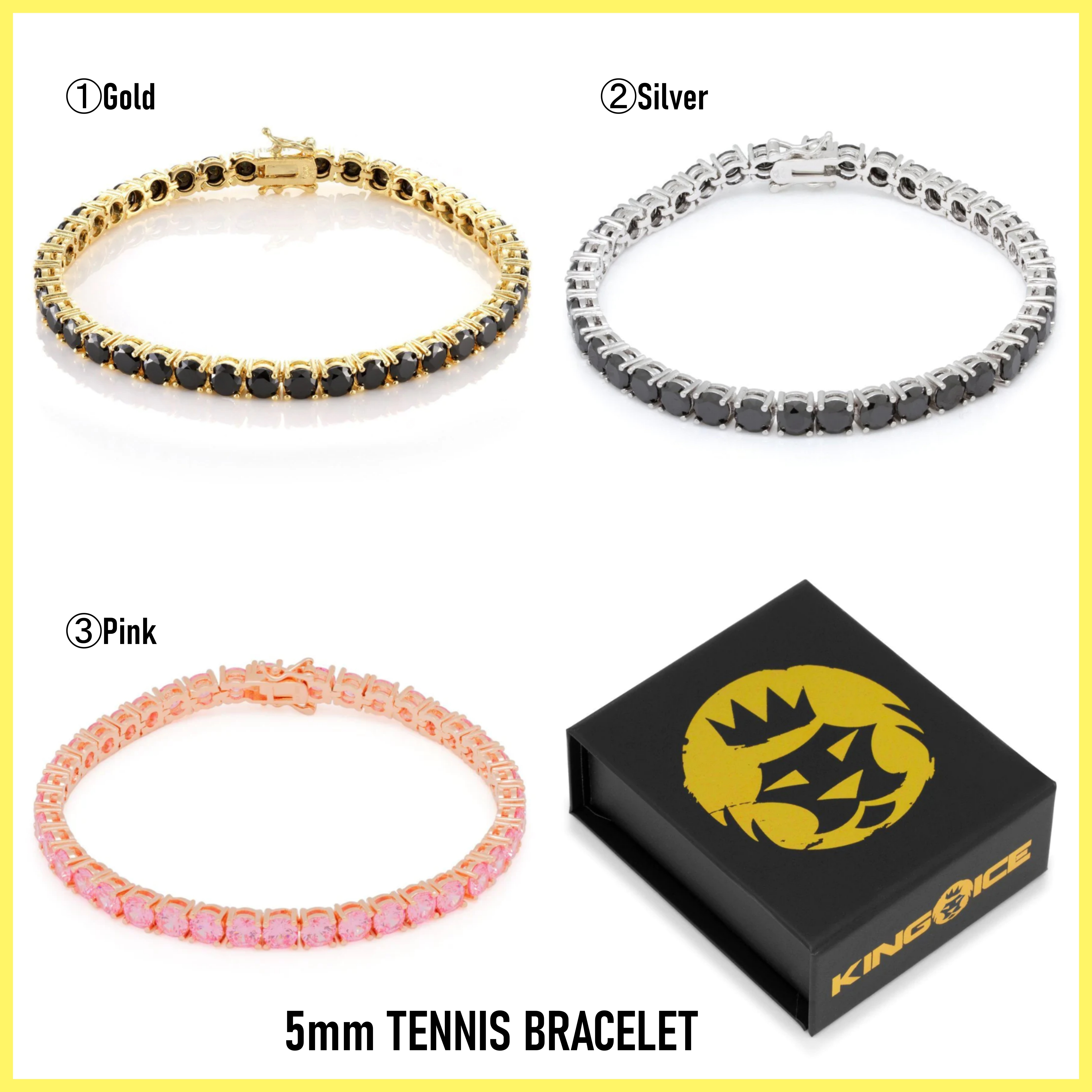 送料関税込【King Ice】5mm TENNIS BRACELET☆(3色) 国内発送♪