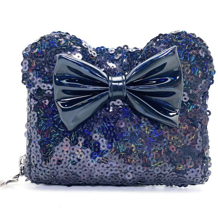 【Disney】ブラック スパンコール ラウンドジップ財布 Loungefly