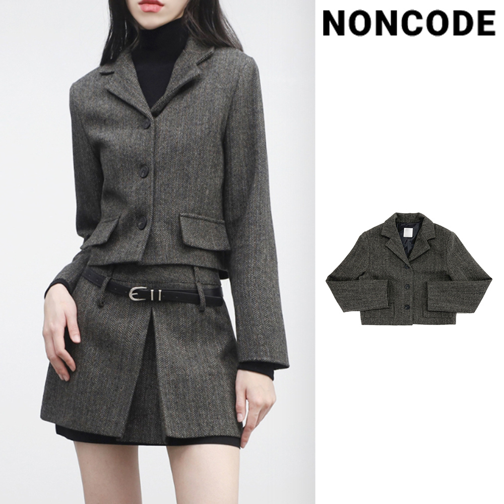 【NONCODE】Usel Herringbone Cropped Jacket