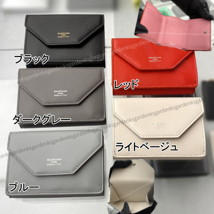 BALENCIAGA Folding Wallets Unisex Street Style Bi-color Leather Folding Wallet