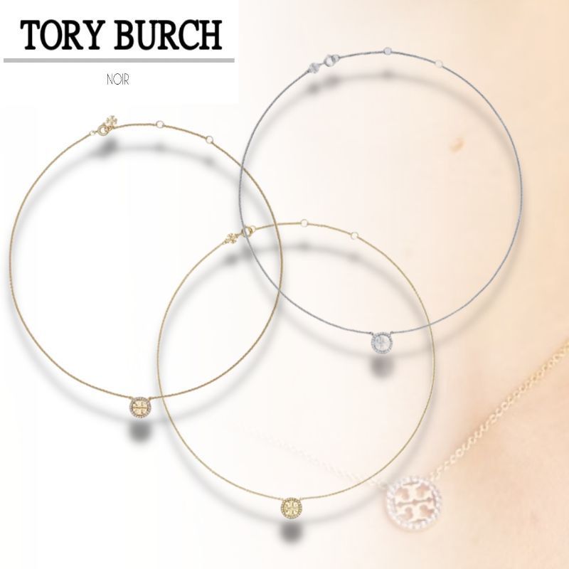 国内即発 TORY BURCH ミラー パヴェ ロゴ デリケート ネックレス