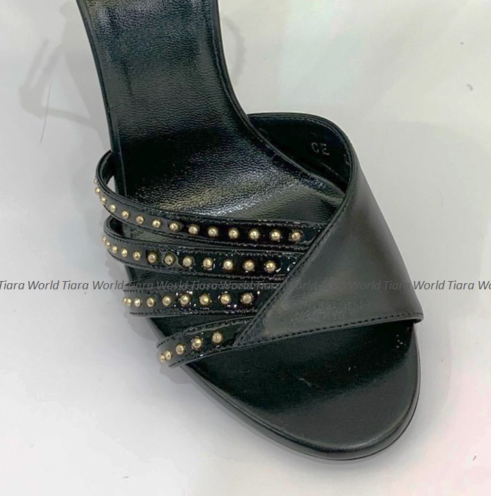 スタッズ■CELINE SHARP アンクルストラップ サンダル BLACK スタッズ□CELINE SHARP アンクルストラップ サンダル BLACK