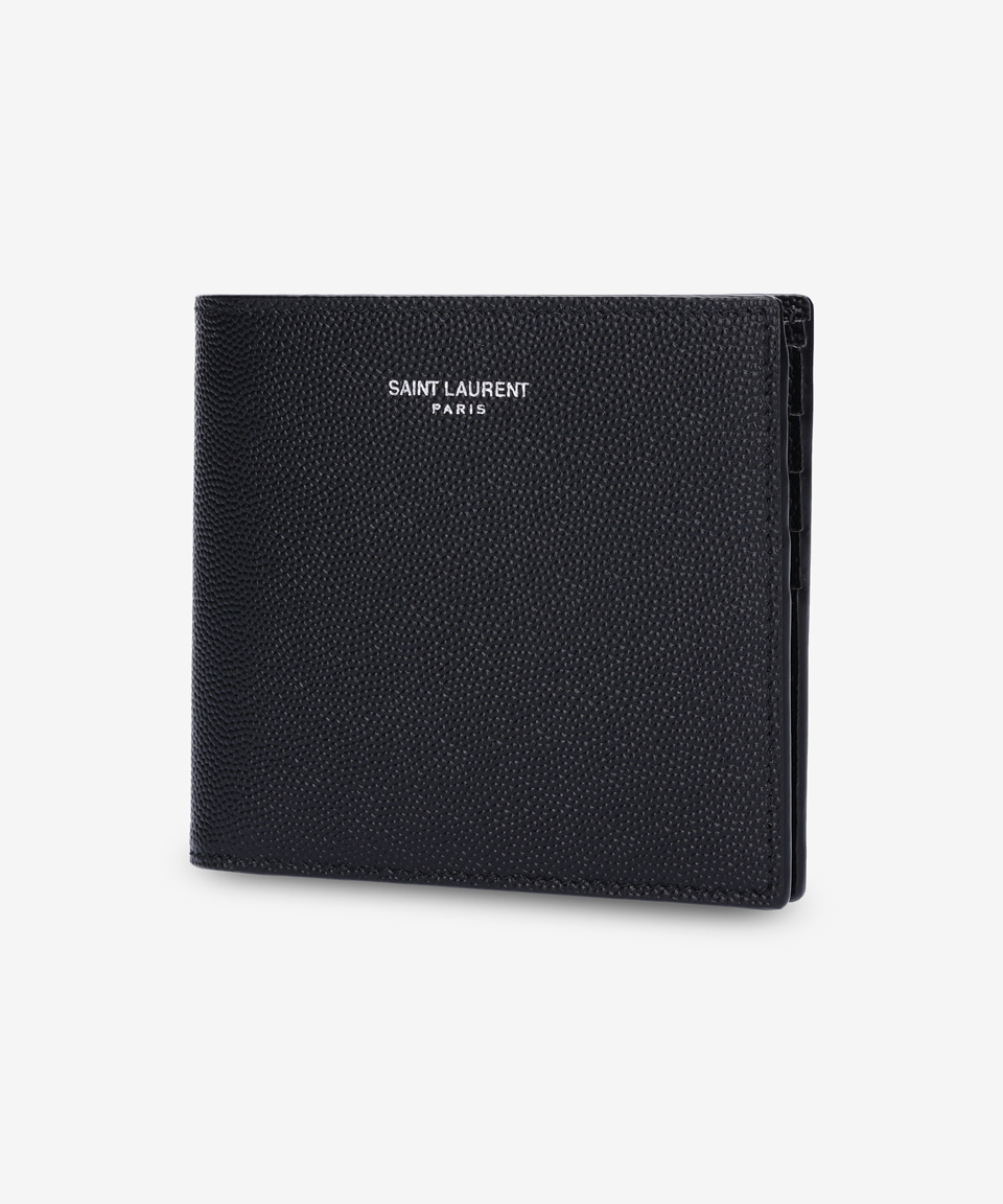 《SAINT LAURENT》 396307 BTY0N 1000 Silver logo half wallet