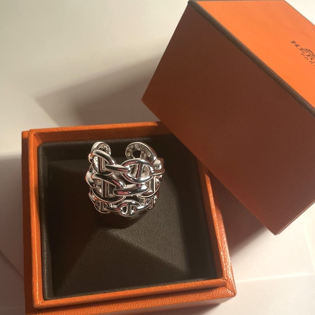 素敵【HERMES】Chaine d'ancre Enchainee リング ラージモデル