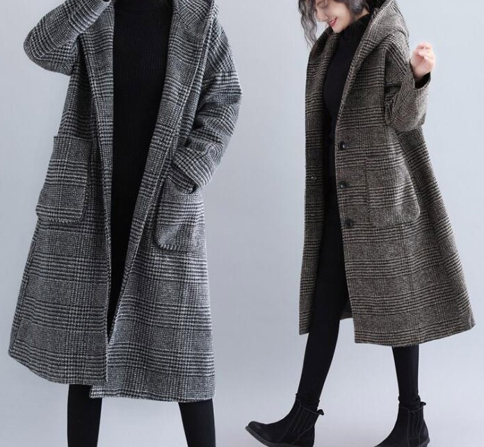 ジャケット コート アウター ゆったり ロング チェック フード