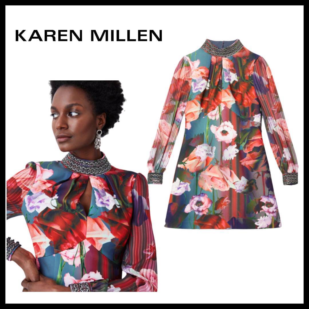 【KARENMILLEN】 フローラルウーブンミニドレス 【KARENMILLEN】 フローラルウーブンミニドレス