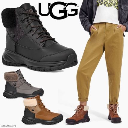 UGG Australia Lace-up Platform Lace-up Casual Style Faux Fur Plain Lace-up Boots