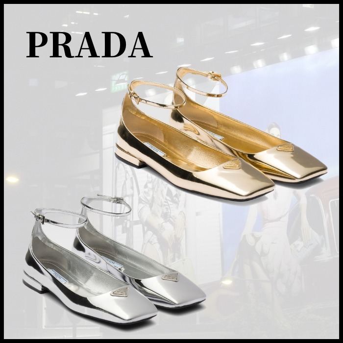 ■PRADA プラダ メタリックレザー バレエシューズ ■PRADA プラダ メタリックレザー バレエシューズ