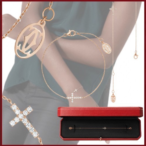 直営 Cartier クロスモチーフ ダイヤモンド ブレスレット ローズ