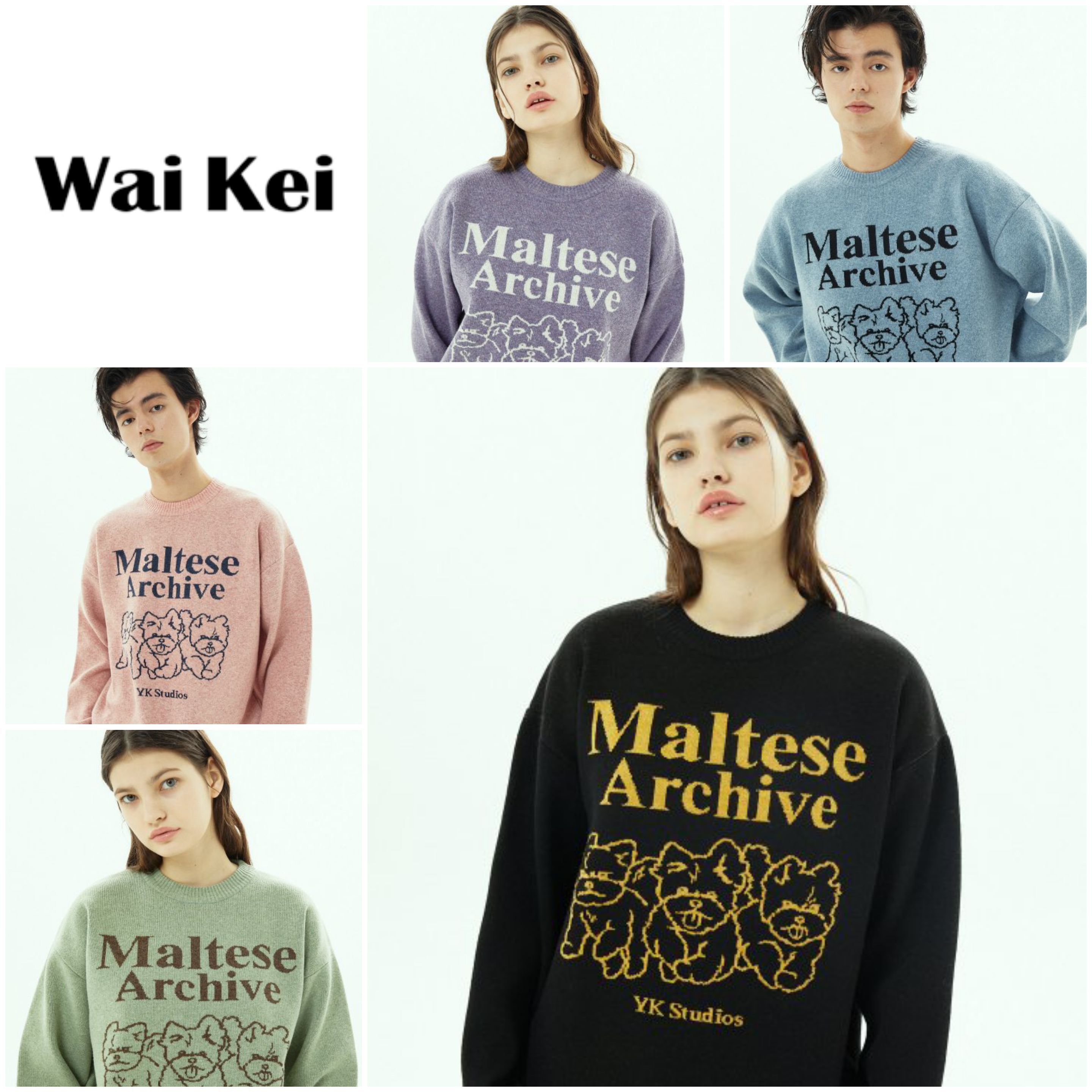 さらに100円引き◆Wai Kei◆Maltese archive line graphics knit