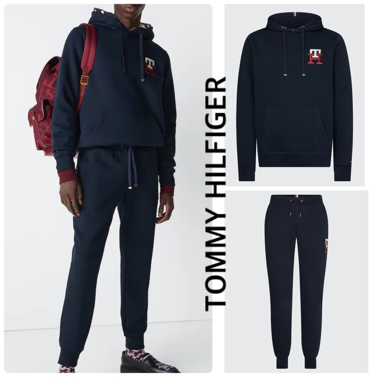 【TOMMY HILFIGER】モノグラム ロゴ フーディー パンツ 上下 set 【TOMMY HILFIGER】モノグラム ロゴ フーディー パンツ 上下 set