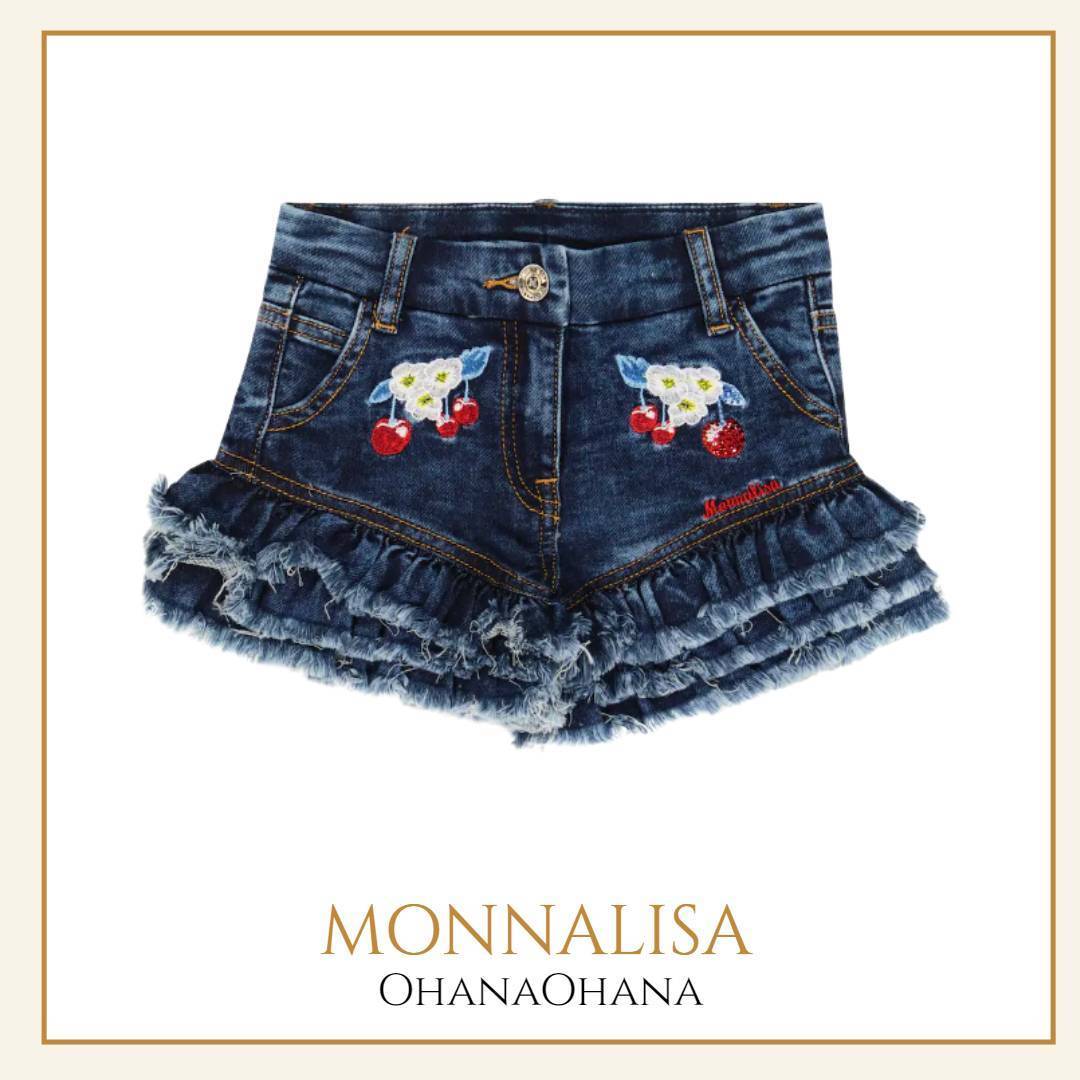 ★Monnalisa★刺繍入りデニムショーツ