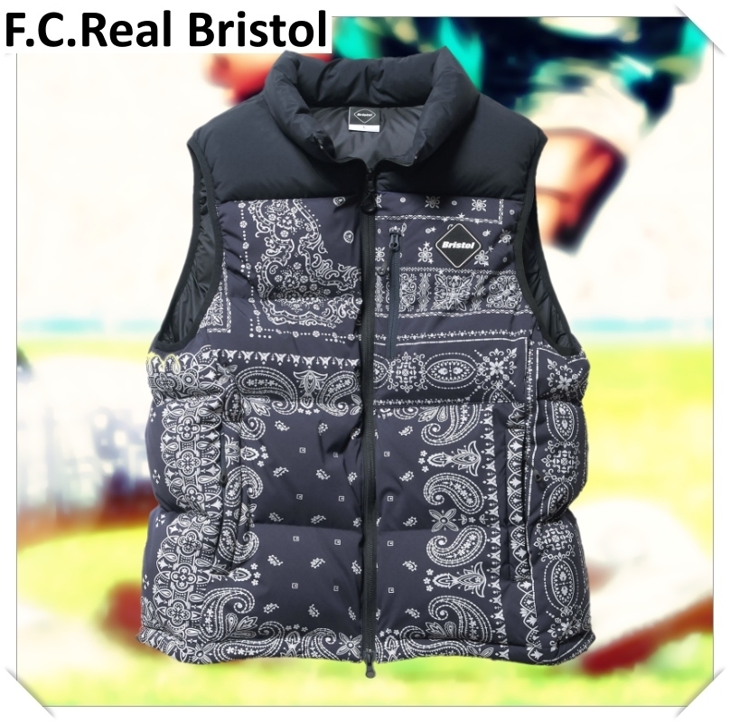 F.C.Real Bristol DOWN VEST ブラック バンダナ XL-