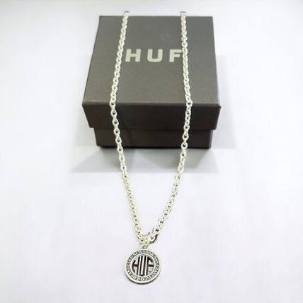 HUF Necklaces & Chokers Unisex Blended Fabrics Street Style Silver Logo Skater Style